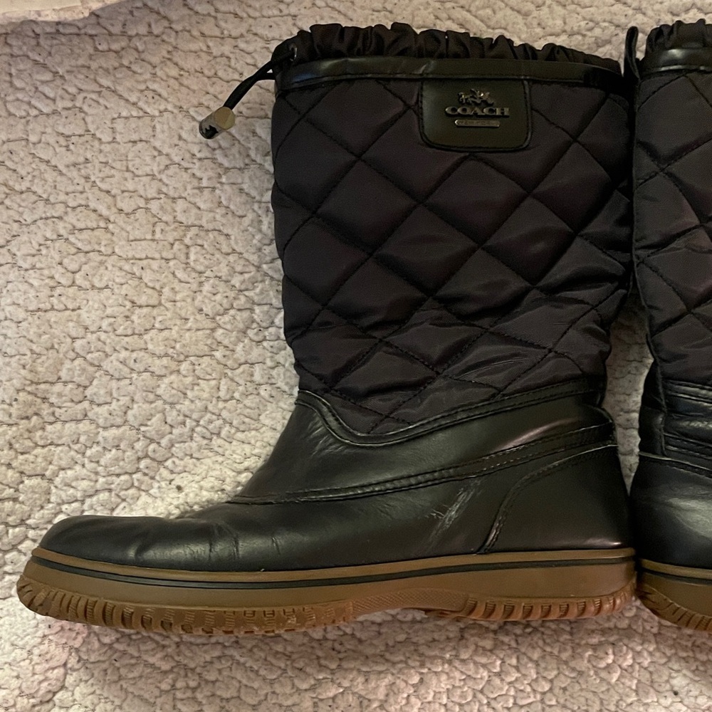 Coach Quilted Black and Brown Winter Boots